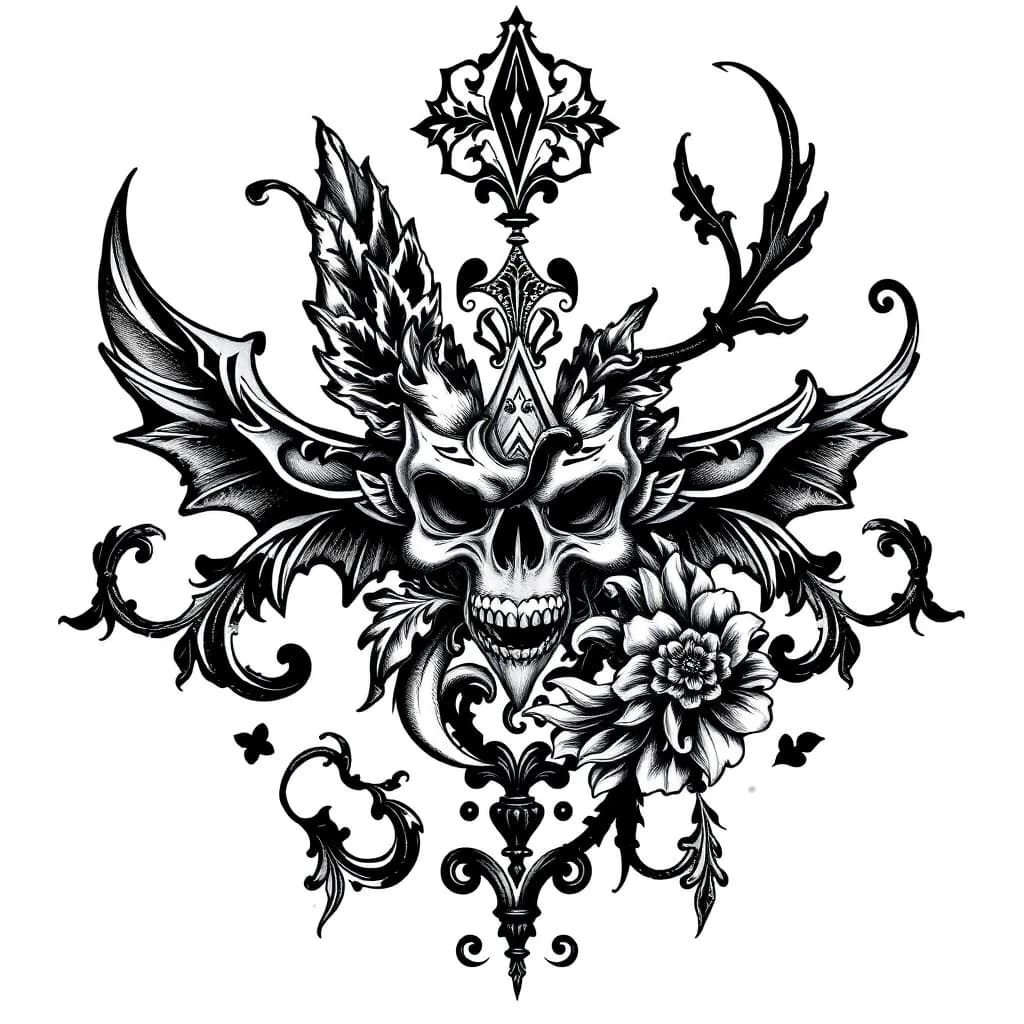 Blackwork Tattoo - AI generated tattoo design examples showing blackwork tattoo style characteristics