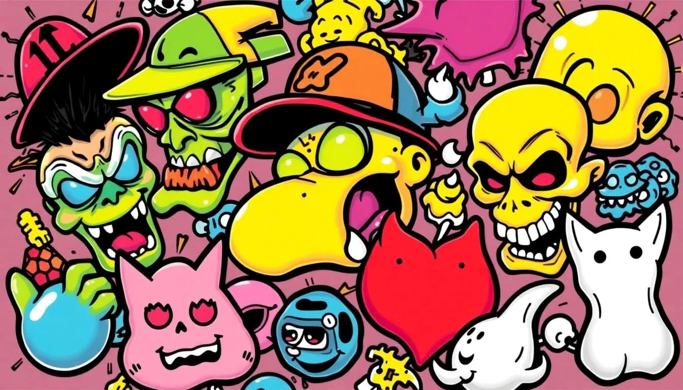 New School Tattoo - AI generated tattoo design examples showing new school tattoo style characteristics