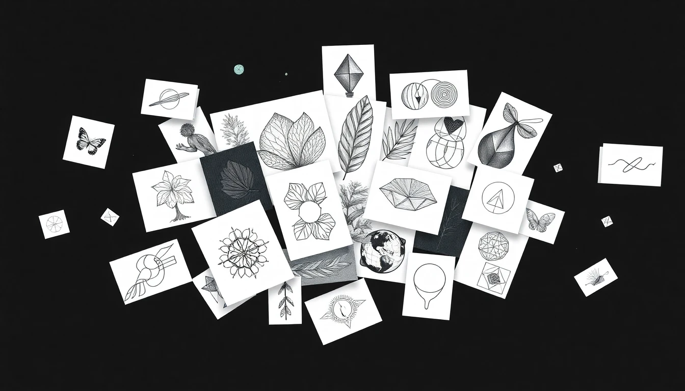 Creative tattoo inspiration mood board with diverse design concepts