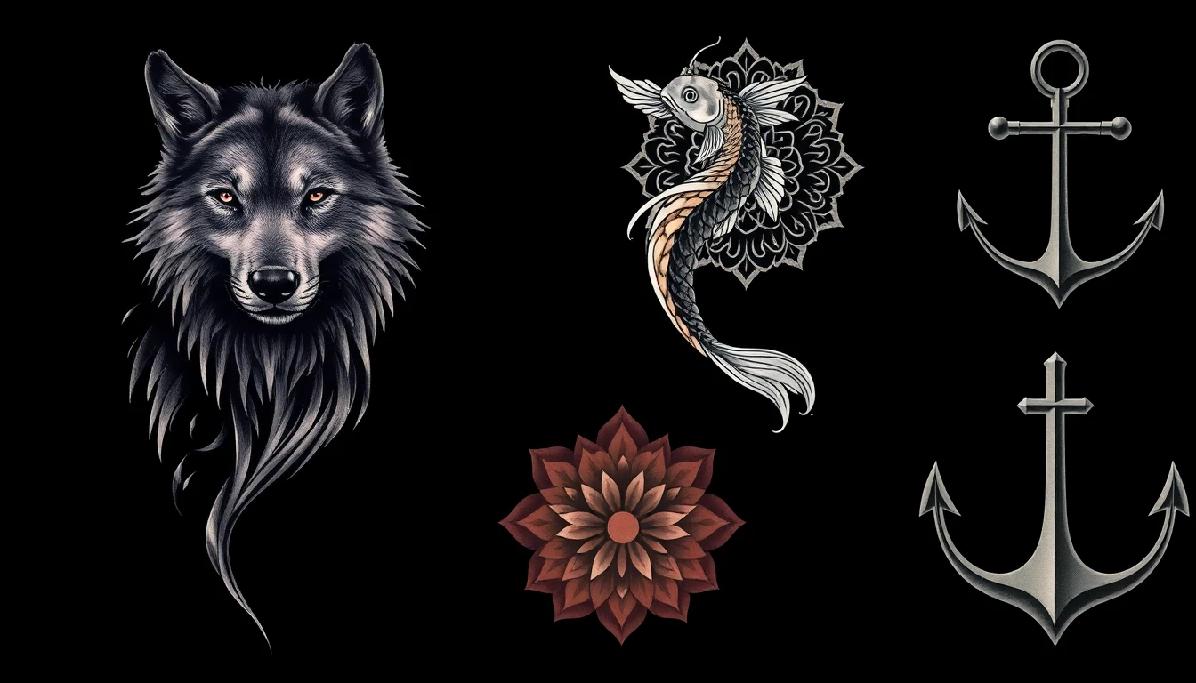 Tattoo design app showing gallery of AI-generated tattoo artwork in various styles