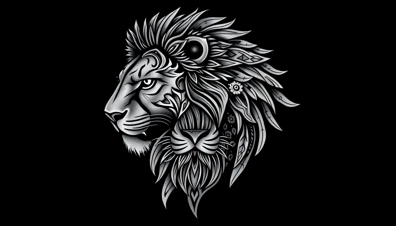 AI tattoo from text showing detailed high-quality results from descriptive prompts