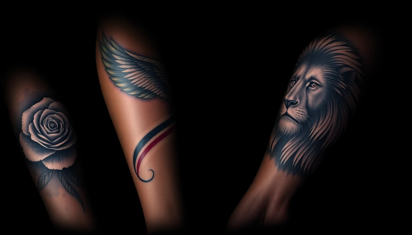 Medium tattoo cost examples showing forearm and shoulder sized artistic designs in the $200-500 range