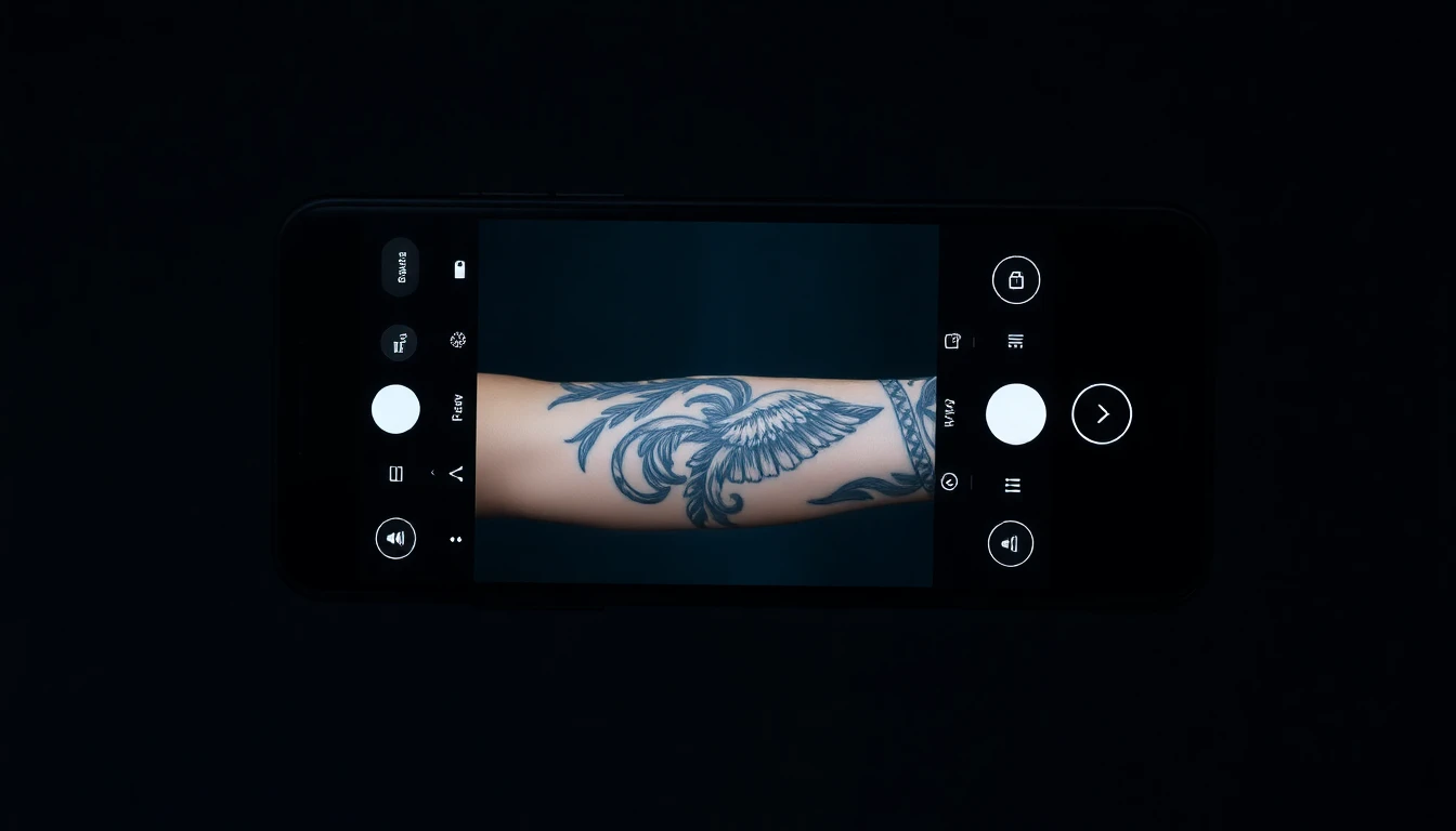 AI tattoo try on app showing augmented reality tattoo preview on smartphone screen