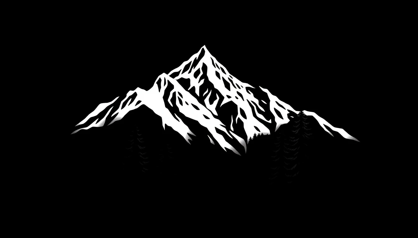 Picture to tattoo landscape showing mountain scenery converted to minimalist ink art